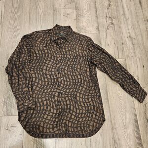 Zanella Tailored For Barcelino Brown  Geometric pattern Made in Italy Men  Sz.M